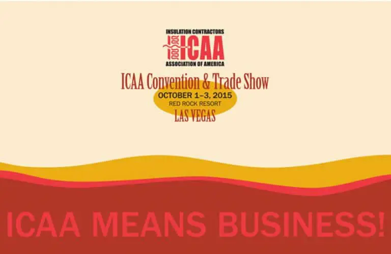 ICAA Convention & Trade Show 2015 banner with “ICAA MEANS BUSINESS!” in bold red letters at the bottom.