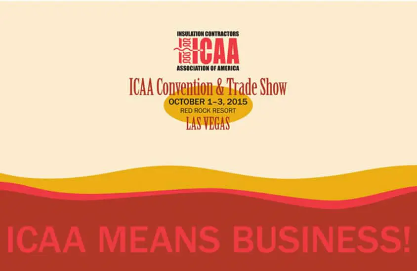ICAA Convention & Trade Show 2015 banner with “ICAA MEANS BUSINESS!” in bold red letters at the bottom.