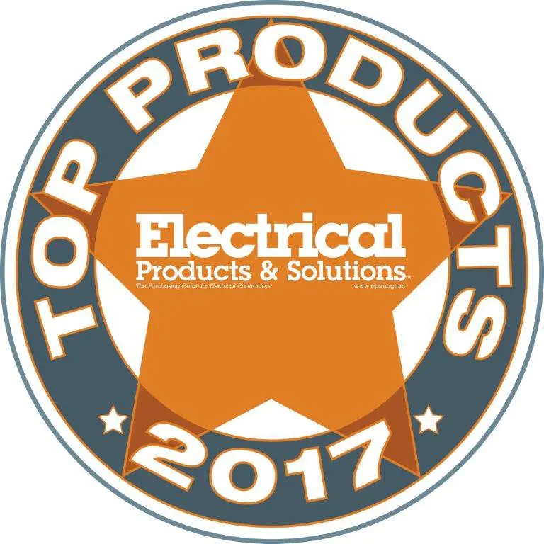 Circular badge with Top Products 2017 and Electrical Products & Solutions in an orange star.