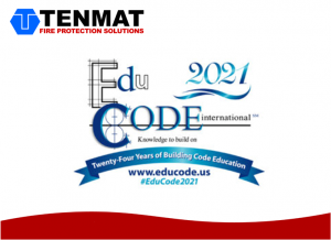 EduCode 2021 conference logo with TENMAT Fire Protection Solutions branding at the top left.