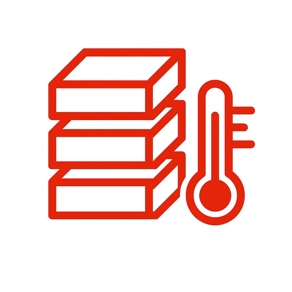 Red icon shows stacked servers and a thermometer, representing data center temperature.