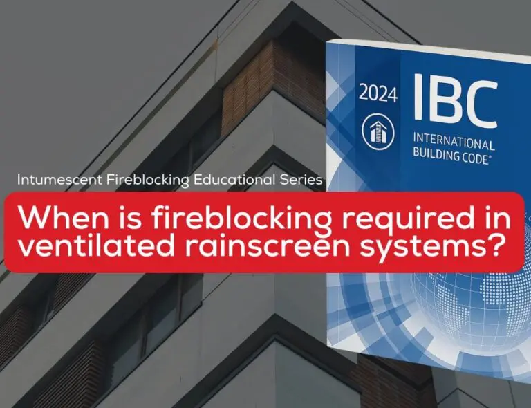 2024 IBC code book cover with: “When is fireblocking required in rainscreen systems?”.