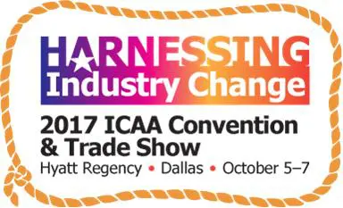 Logo for the 2017 ICAA Convention & Trade Show with text and a rope border.