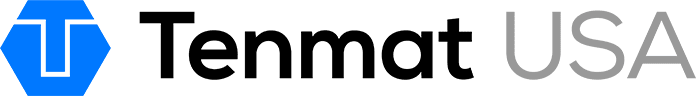 Tenmat UK logo: blue hexagon with a white, stylised T.